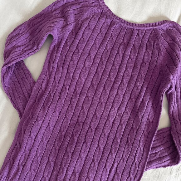 Vintage Y2K American Eagle Lavender Purple Cable Knit Sweater Preppy 2000s - M - Picture 4 of 5